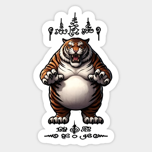 Thai Tattoo Parody "Sak Yant Tiger" Sticker by Rawlifegraphic